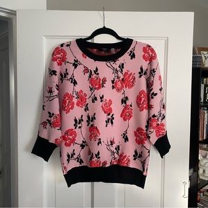 Tahari Pink Rose Sweater Size S
